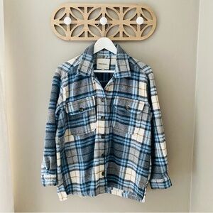 Thread & Supply Plaid Button Top Blue Sz Small